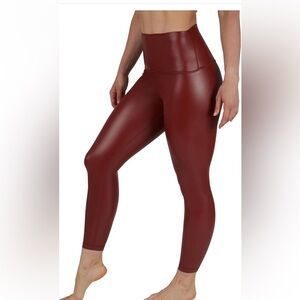 90 Degree By Reflex Super High Waist Shine Faux Leather Fleece Lined Leggings